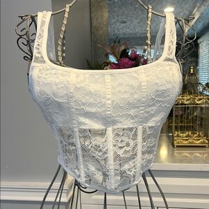 Garage White Lace Corset Top